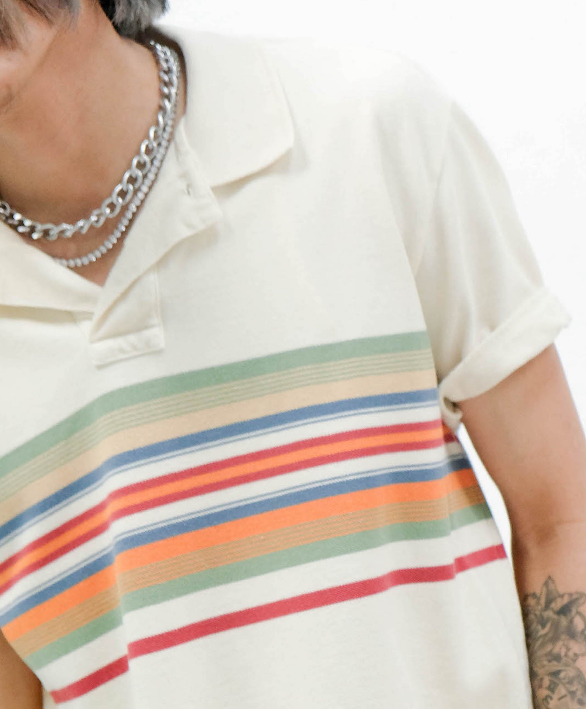 Mens Ralph Lauren Beige & Colorful Stripe Polo Shirt