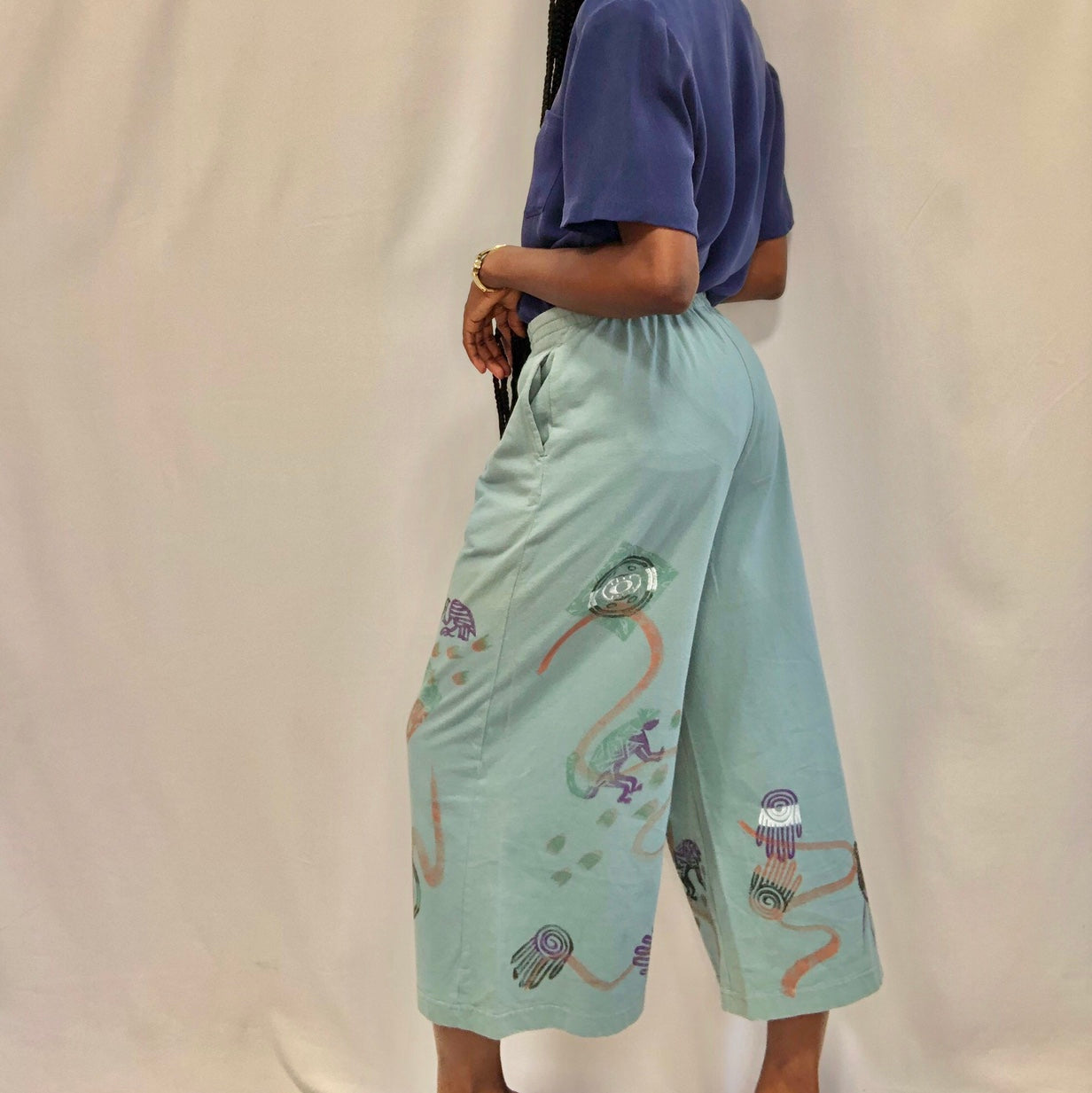 Blue Hand Painted Culottes