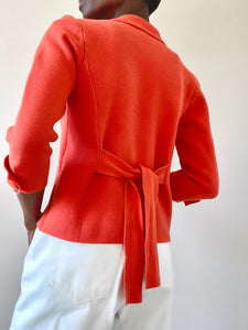 Orange Double Breasted Cropped Belted Jacket