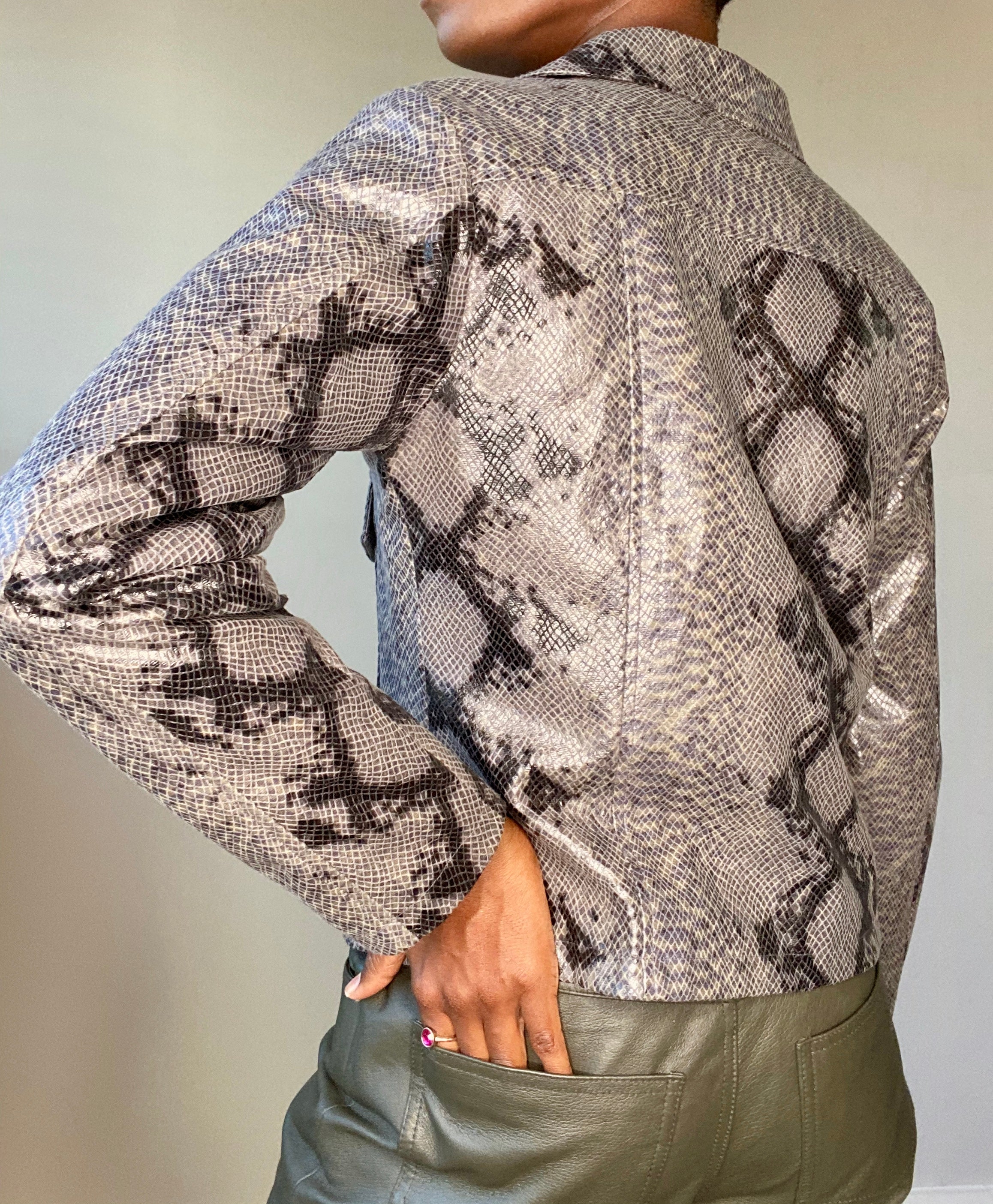 Faux Leather Snakeskin patterned Light Jacket