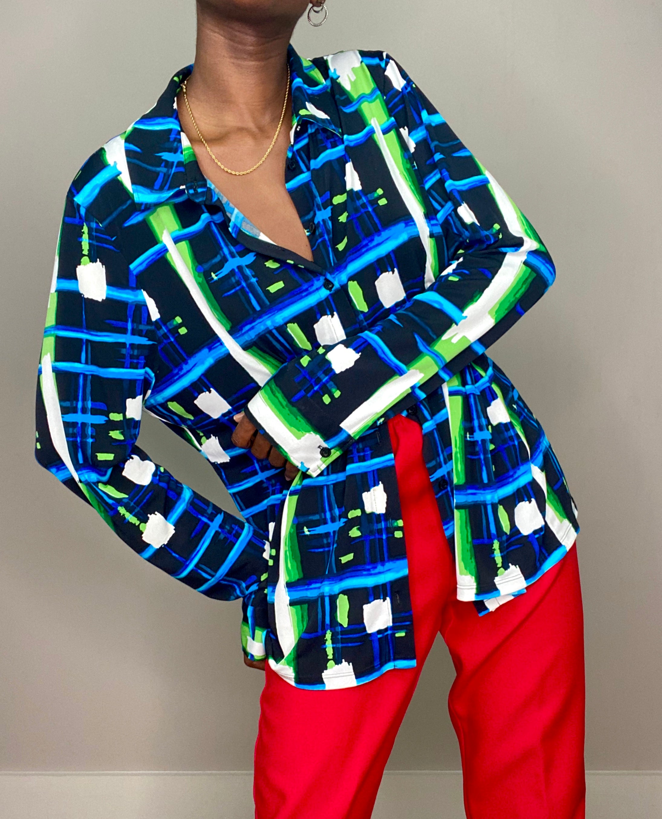 Karl Lagerfeld Paris - Bright Patterned Button Up Blouse