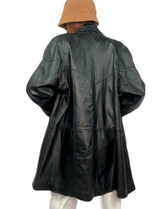 Open Trench Leather Coat