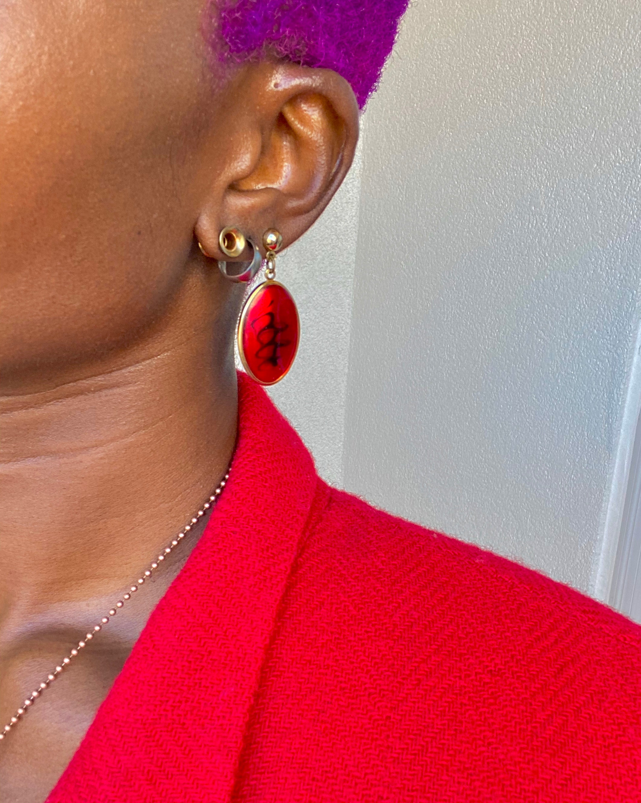 Red & Black Oval Earrings