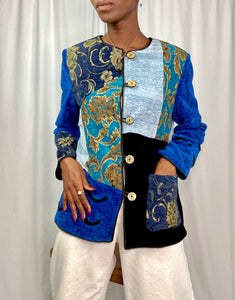 Soft Textured Blazer with Detailed Embroidery Prints