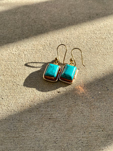 Turquoise Gold Plated & Copper Earrings