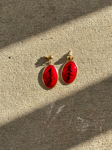Red & Black Oval Earrings