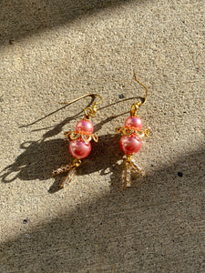 Pink & Gold Ballerina Earrings