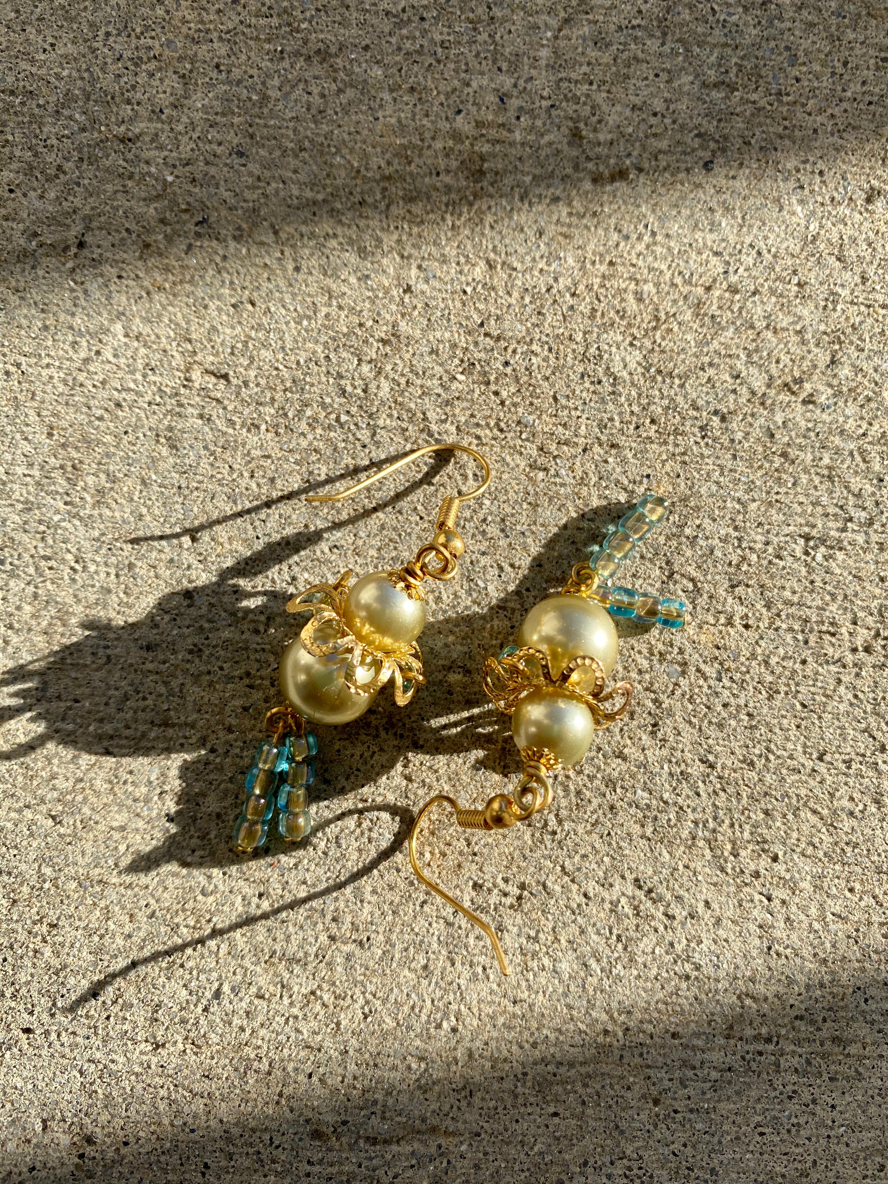 Moss Green & Gold Ballerina Earrings