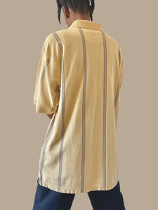 Mens Yellow Striped Short Sleeve Polo Shirt