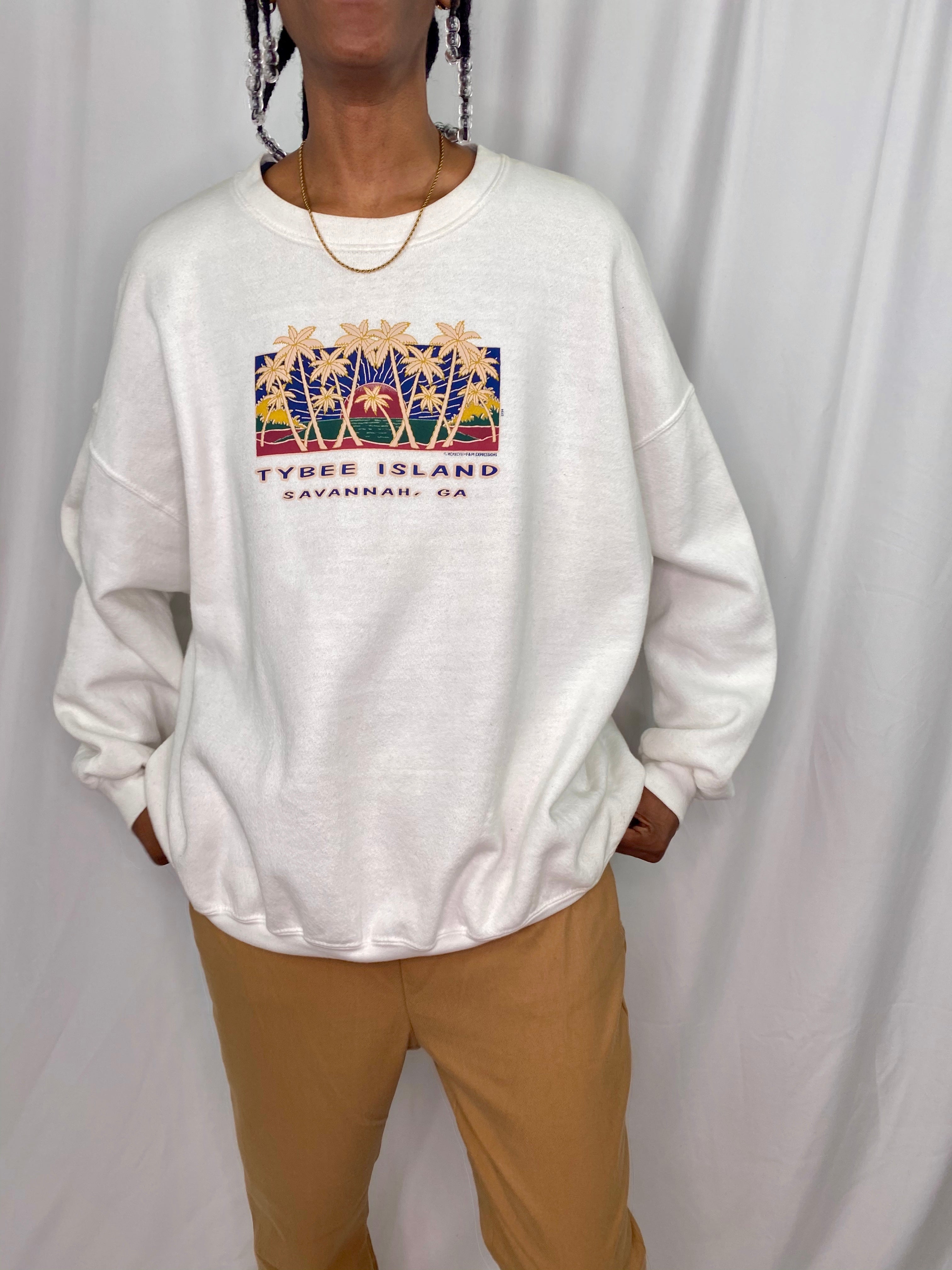 Lee Authentic Apparel White Crewneck Sweater
