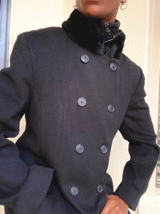 Black Cashmere/Wool Blend Long Coat