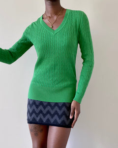 Tommy Hilfiger Green Cable Knit Sweater