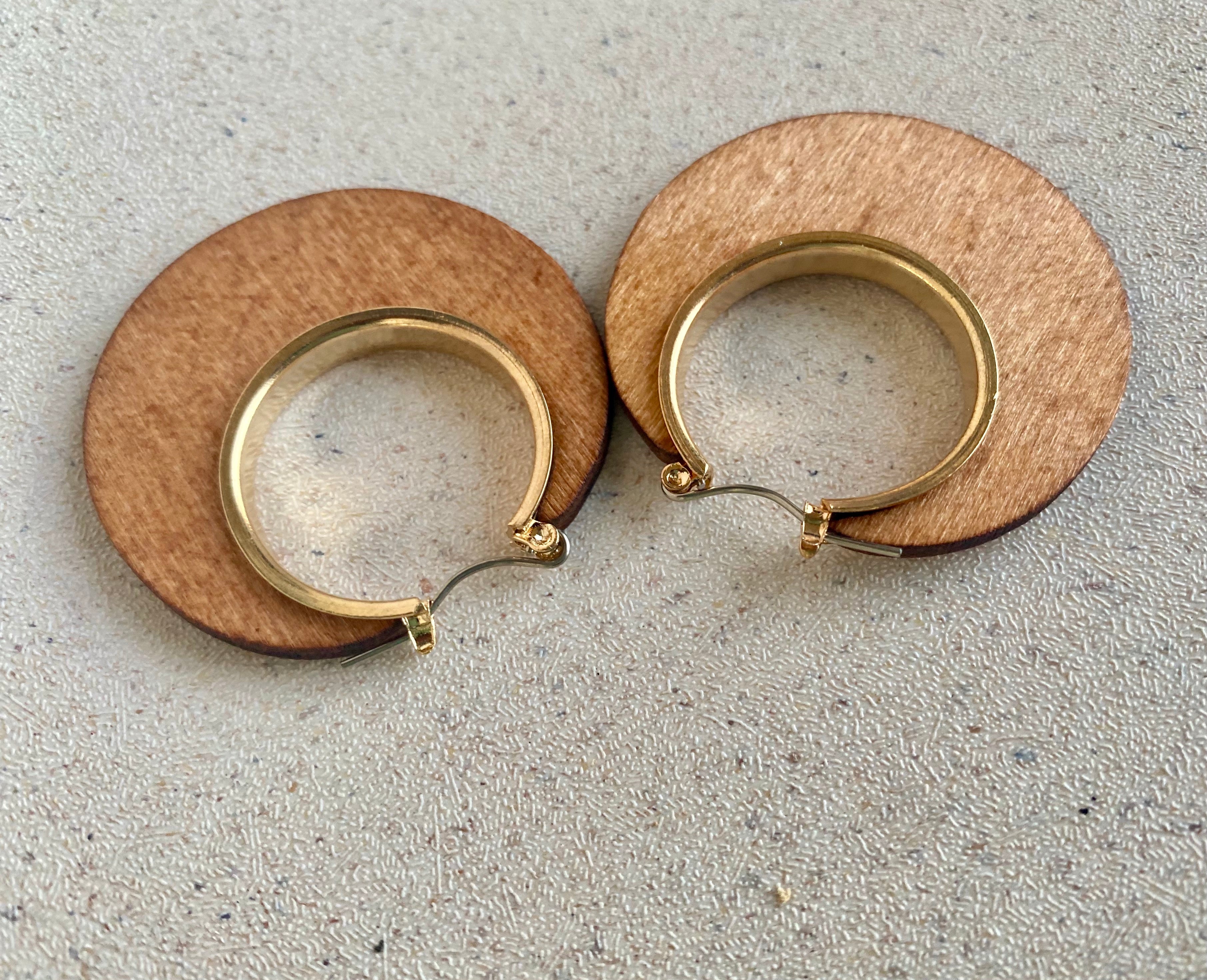 Wooden Gold Plated Hoops