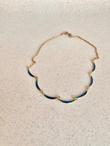 Ocean Blue Crescent & Gold Necklace