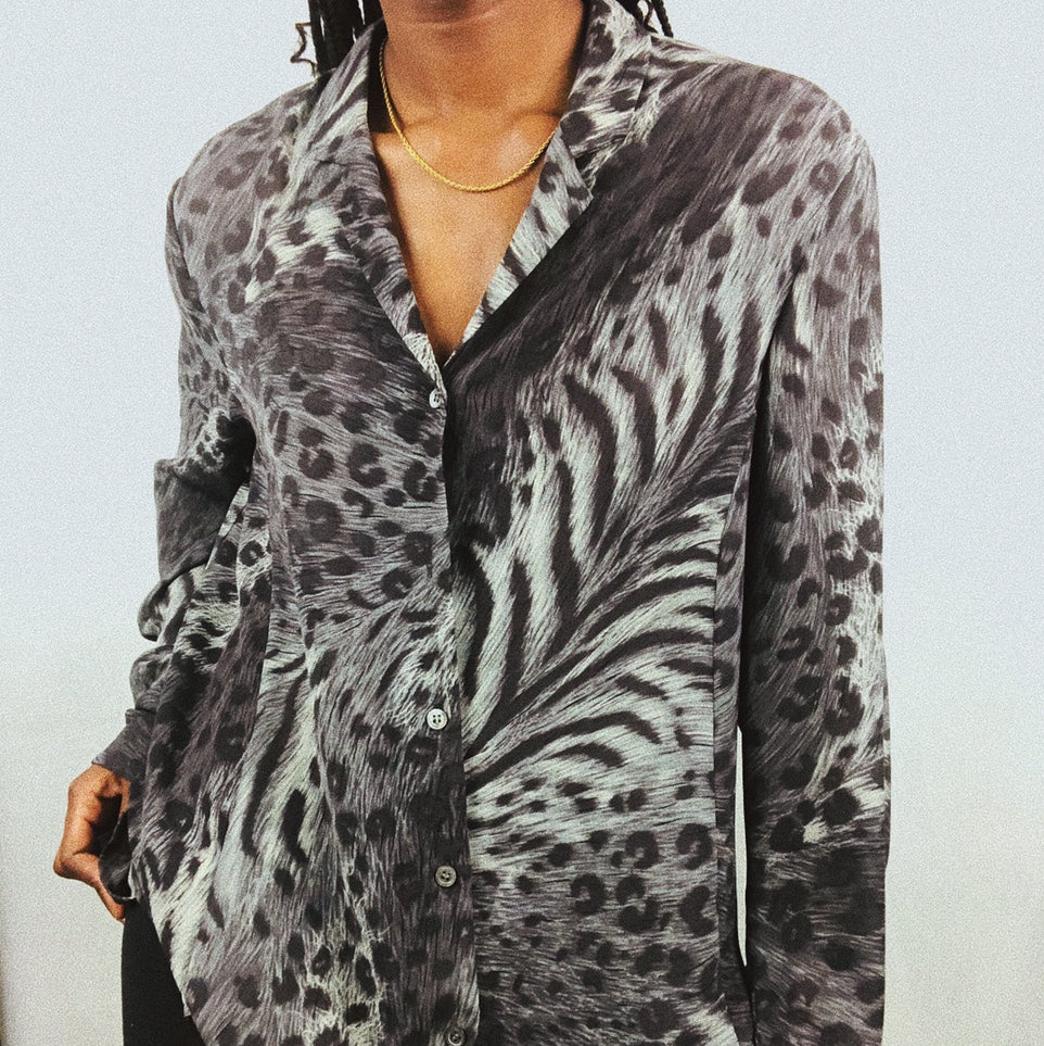 Liz Claiborne Cheetah Print Button Up Blouse