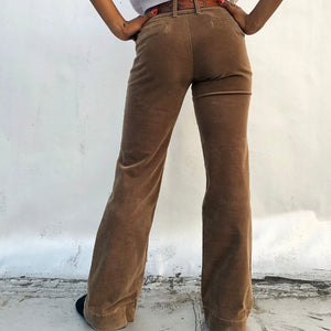Low Waist Light Brown Flare Trouser