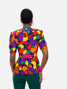 Bright 80s/90s Colorful Abstract Blouse